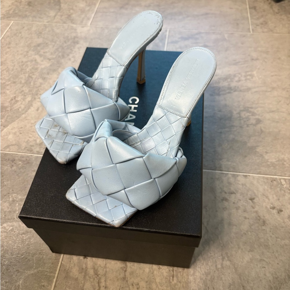 Women's Blue Woven Heeled Sandals